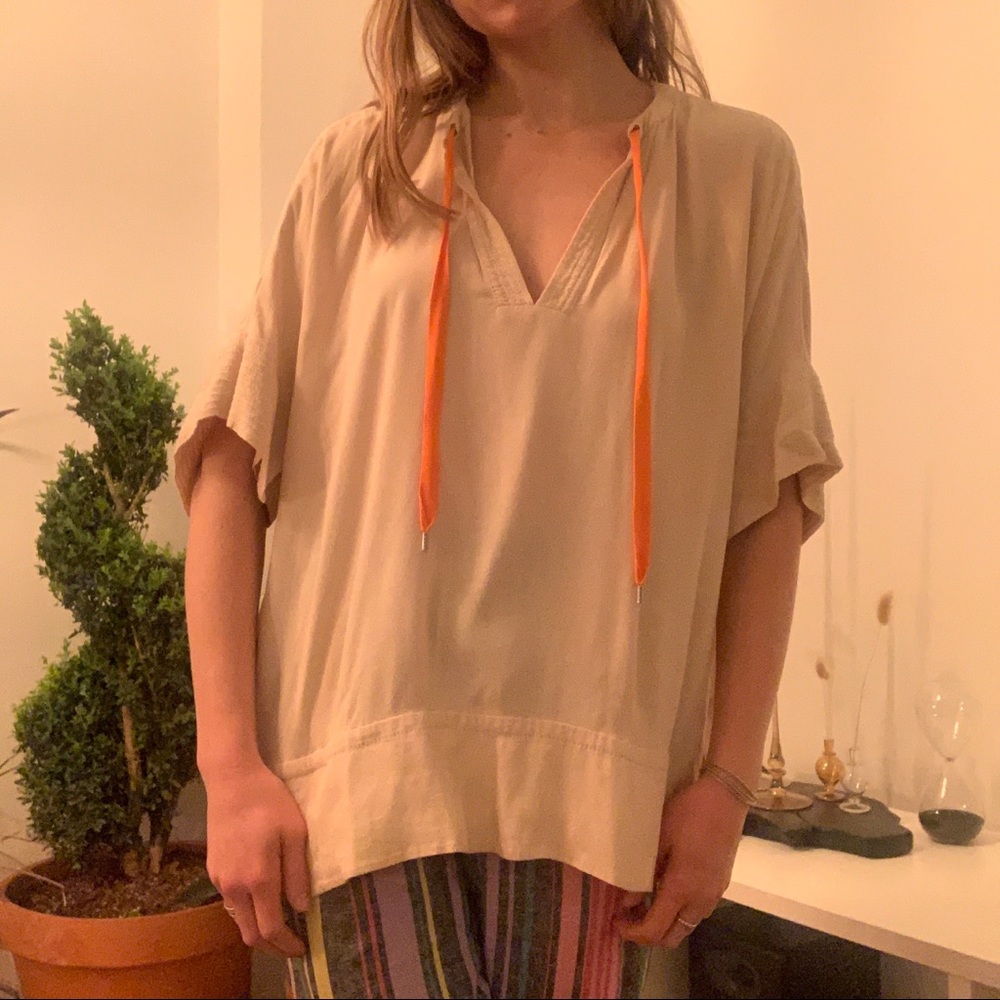 DvF beach drawstring crepe blouse.